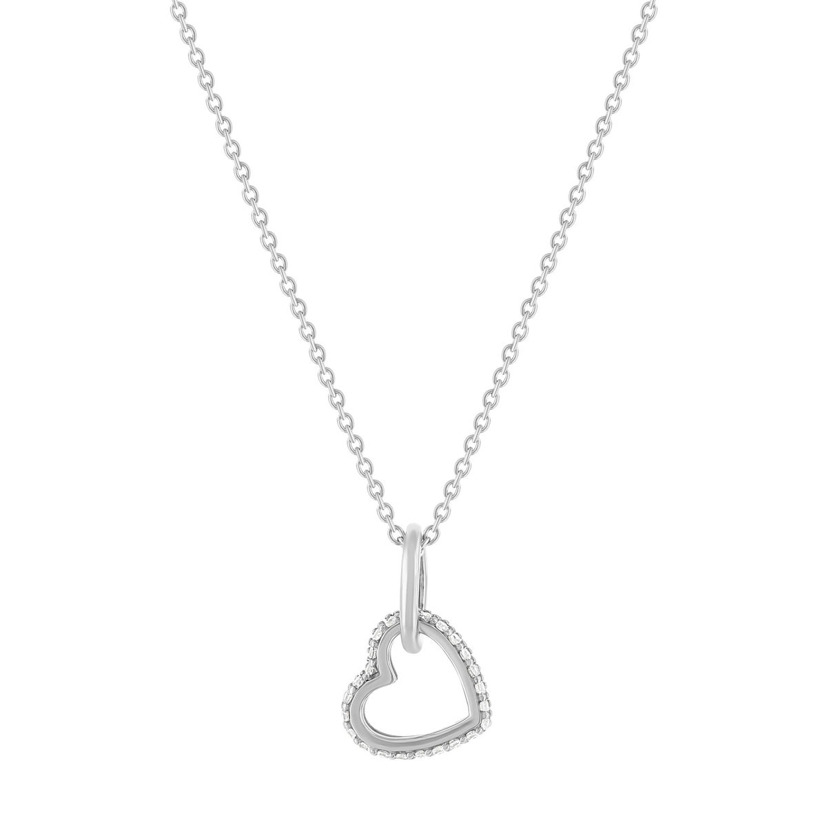 Collier argent 925 zirconias motif anneau et coeur entrelacés 45 cm - vue 4
