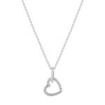 Collier argent 925 zirconias motif anneau et coeur entrelacés 45 cm - vue 4