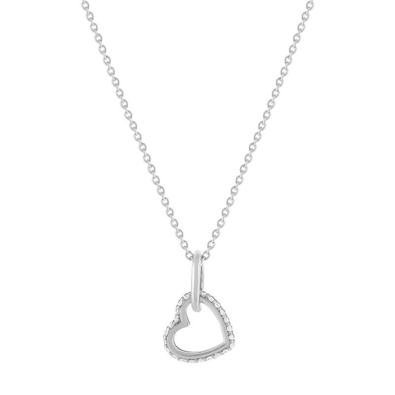 Collier argent 925 zirconias motif anneau et coeur entrelacés 45 cm - vue 4
