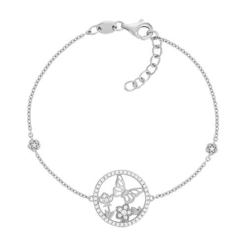 Bracelet argent 925 papillon zirconias 18cm