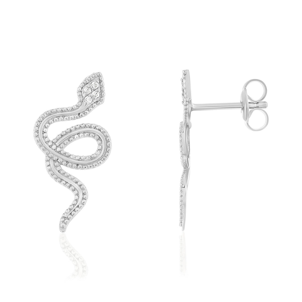 925 sterling silver snake earrings with zirconia stones