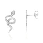 Boucles d'oreilles argent 925 serpents zirconias - vue 1