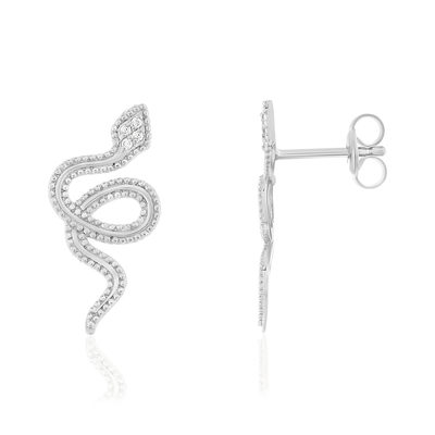 Boucles d'oreilles argent 925 serpents zirconias