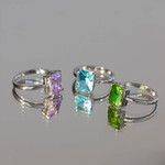 Bague argent 925 cristal vert - vue D1