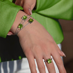 Bague argent 925 cristal vert - vue porté 3