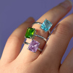Bague argent 925 cristal vert - vue porté 4