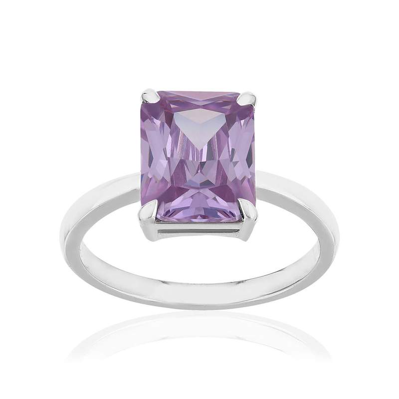 Bague argent 925 zirconia violet - vue 1