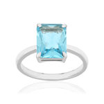 Bague argent 925 cristal bleu - vue 1