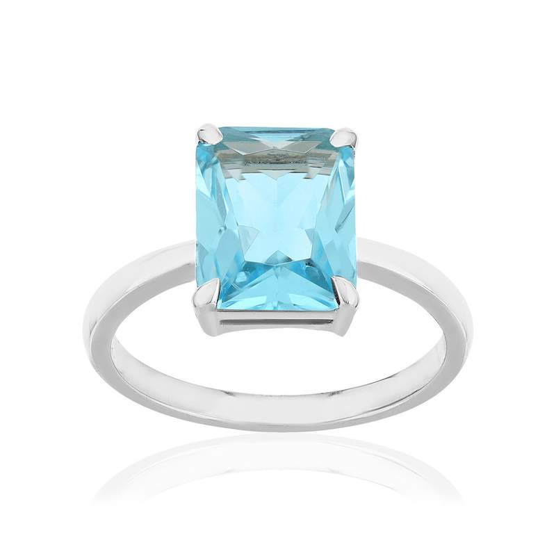 Bague argent 925 cristal bleu - vue 1