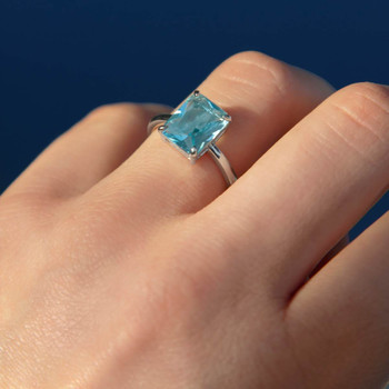 Bague argent 925 cristal bleu