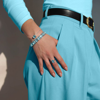 Bague argent 925 cristal bleu