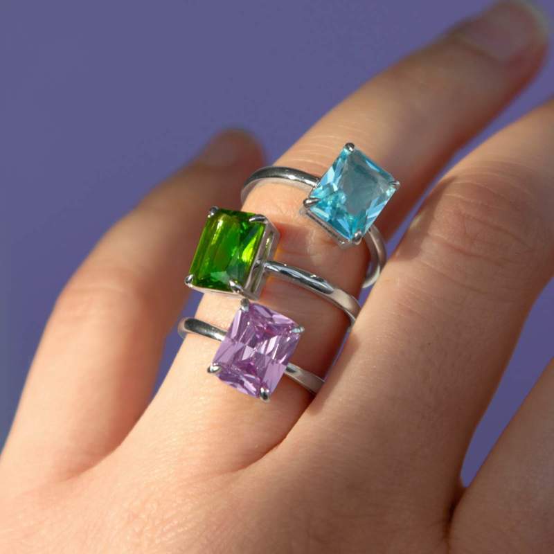 Bague argent 925 cristal bleu - vue porté 4