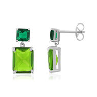 Boucles d'oreilles argent 925 cristal vert 16mm