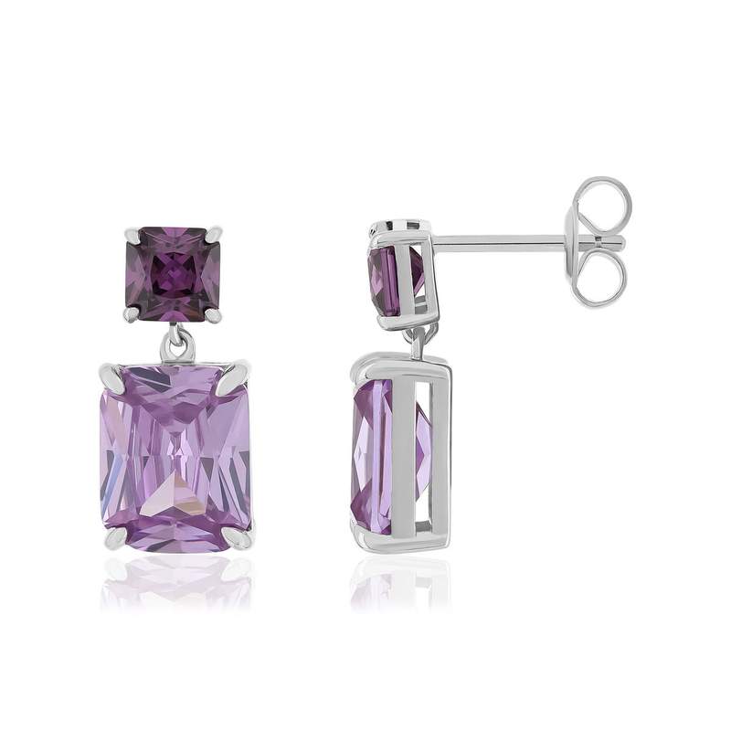Boucles d'oreilles argent 925 zirconias violets 16mm - vue 1