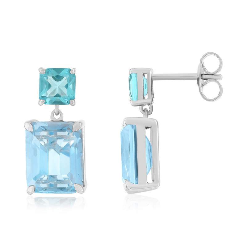 Boucles d'oreilles argent 925 cristal bleu 16mm - vue 1