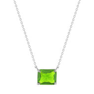 Collier argent 925 cristal vert 45cm