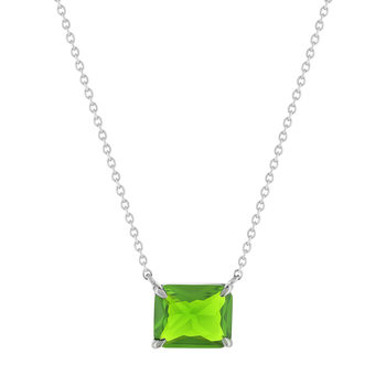Collier argent 925 cristal vert 45cm