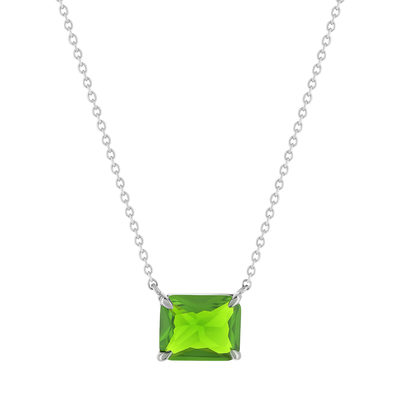 Collier argent 925 cristal vert 45cm