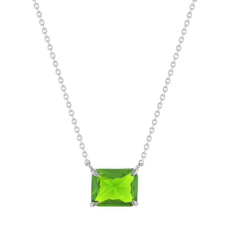 Collier argent 925 cristal vert 45cm - vue 1