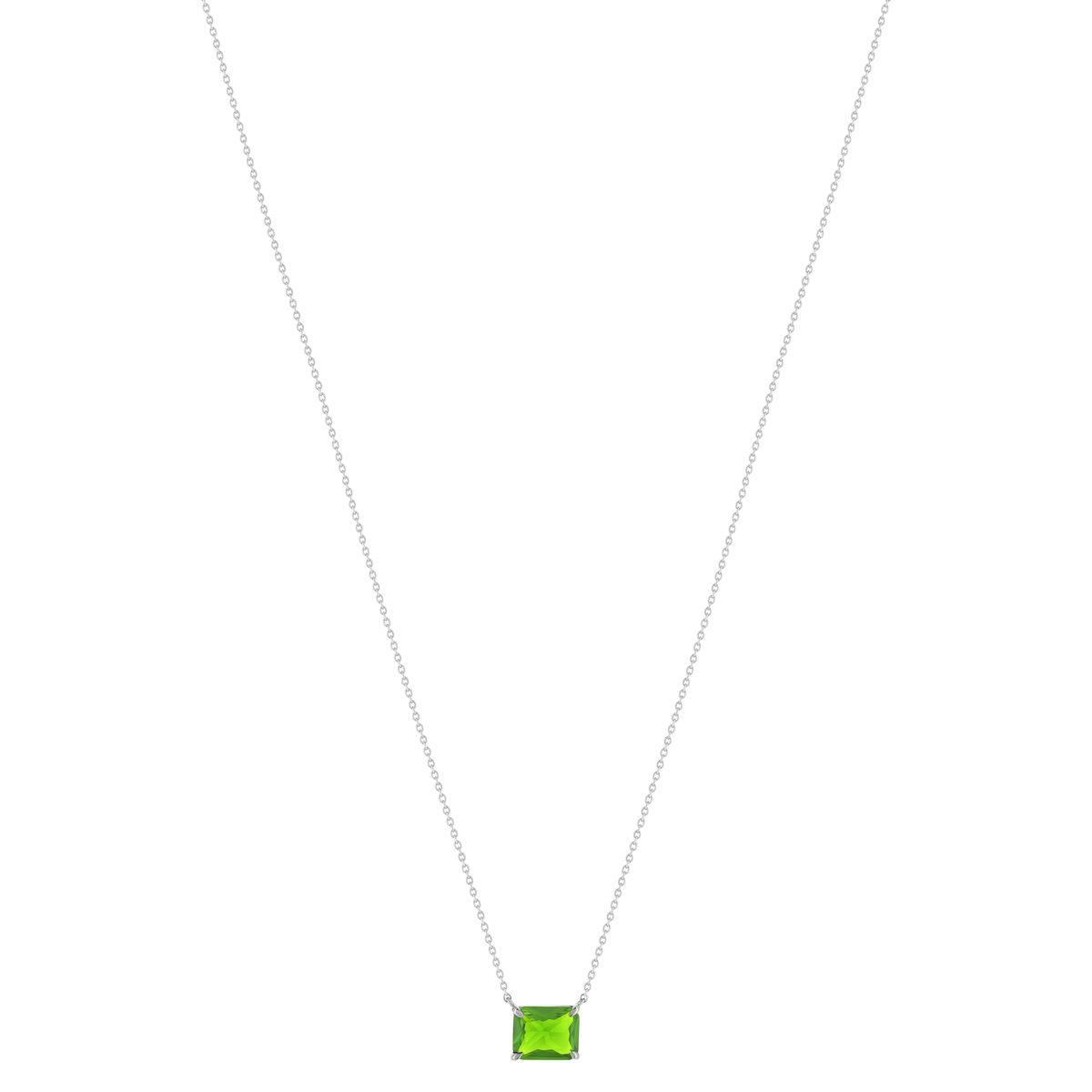 Collier argent 925 cristal vert 45cm - vue 2