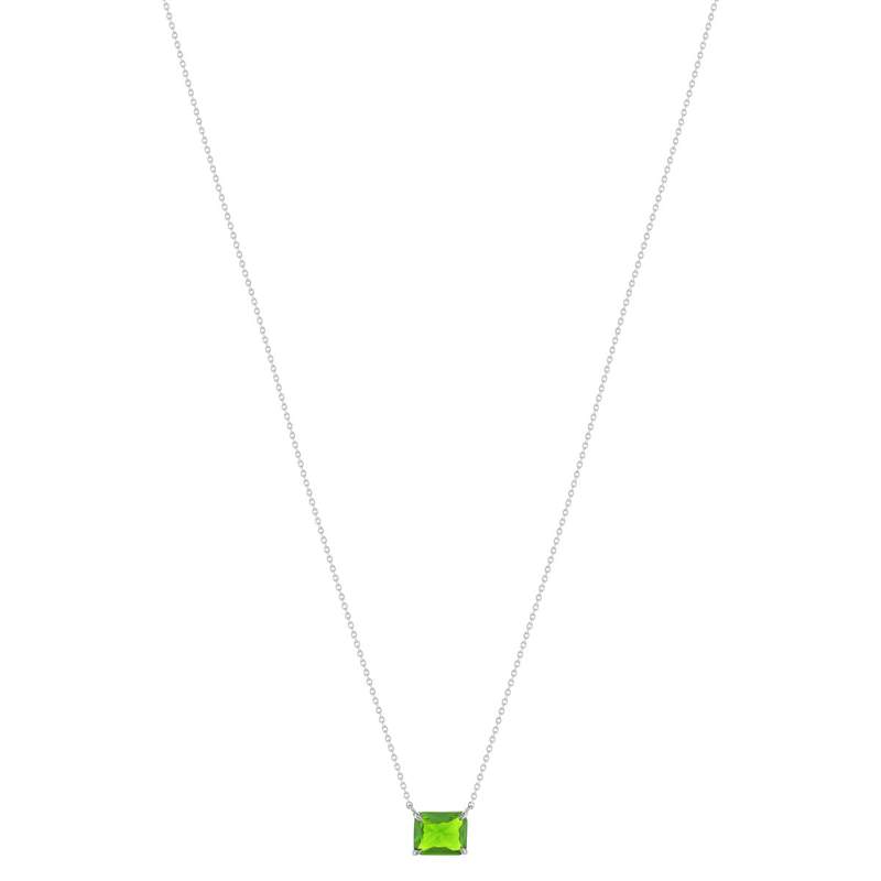 Collier argent 925 cristal vert 45cm - vue 2