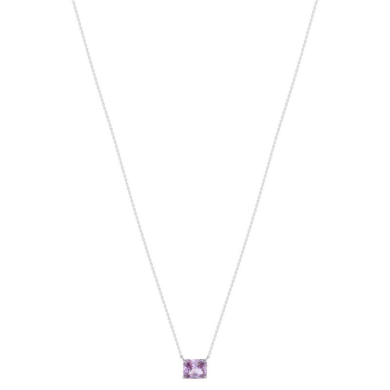 Collier argent 925 zirconia violet 45cm - vue 2