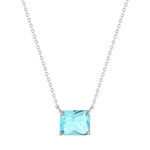 Collier argent 925 cristal bleu 45cm - vue 1