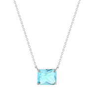 Collier argent 925 cristal bleu 45cm
