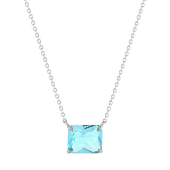 Collier argent 925 cristal bleu 45cm