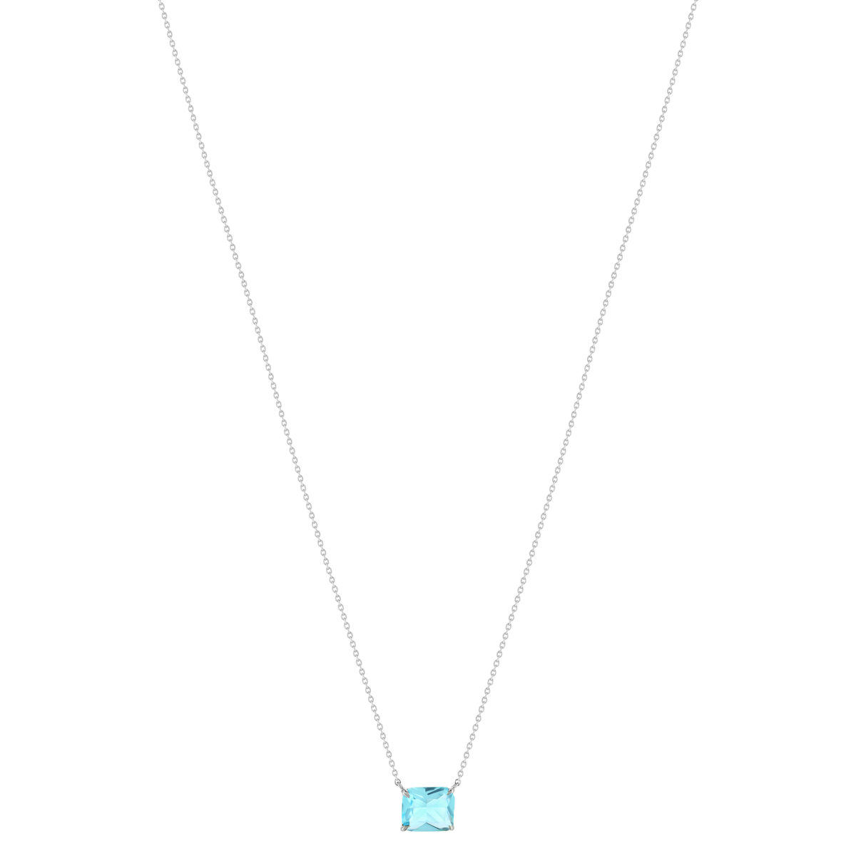 Collier argent 925 cristal bleu 45cm - vue 2