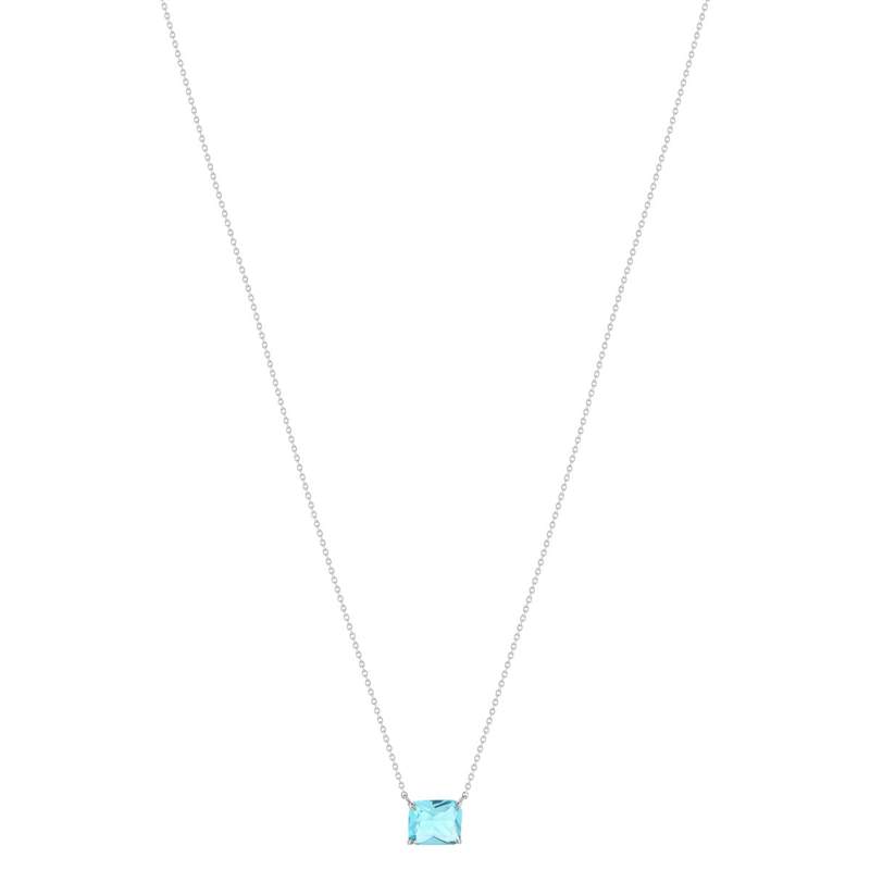 Collier argent 925 cristal bleu 45cm - vue 2