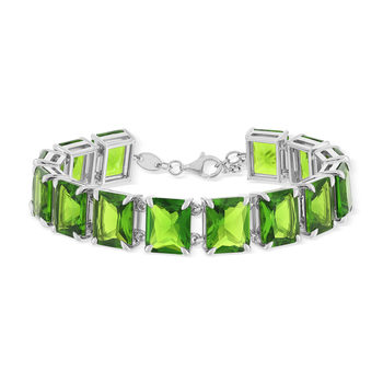 925 silver bracelet green zirconias 19cm