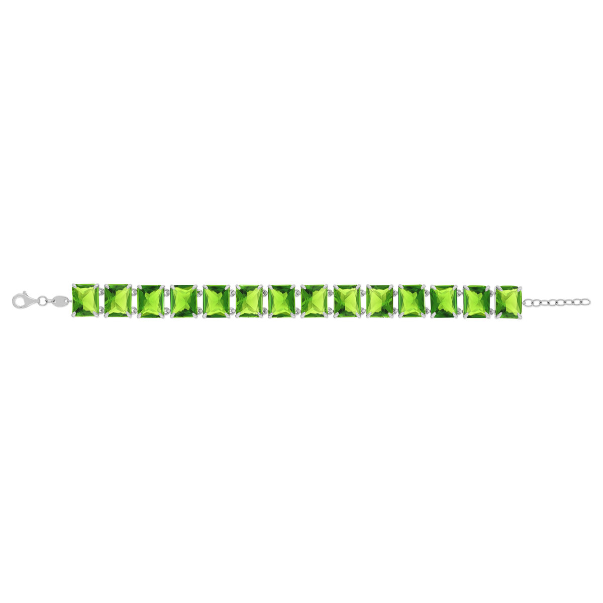 Bracelet argent 925 zirconias verts 19cm - vue 2