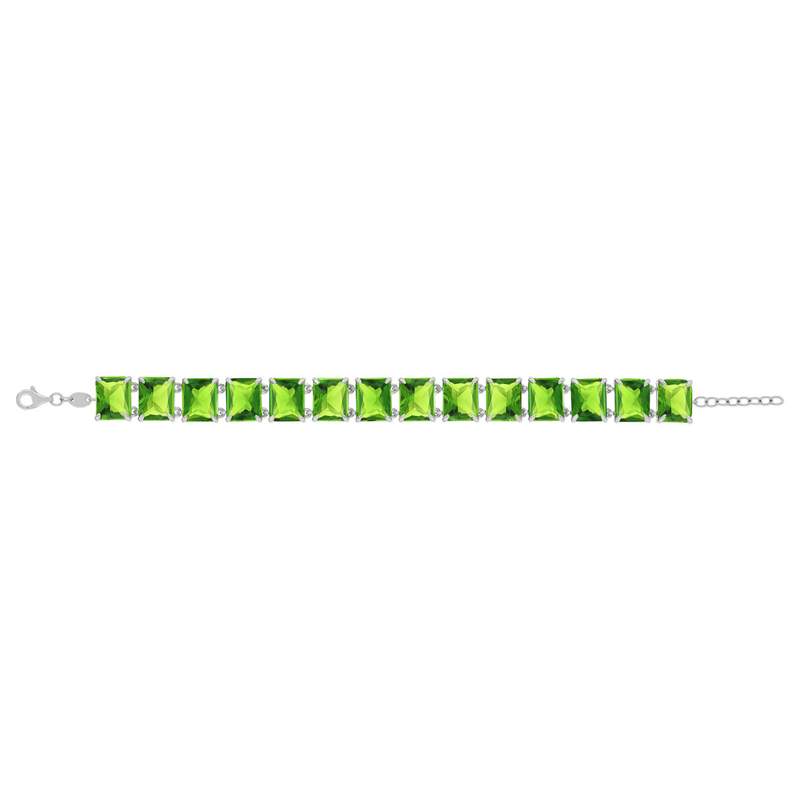 Armband van 925 zilver met groene kristallen, 19 cm - afbeelding 2