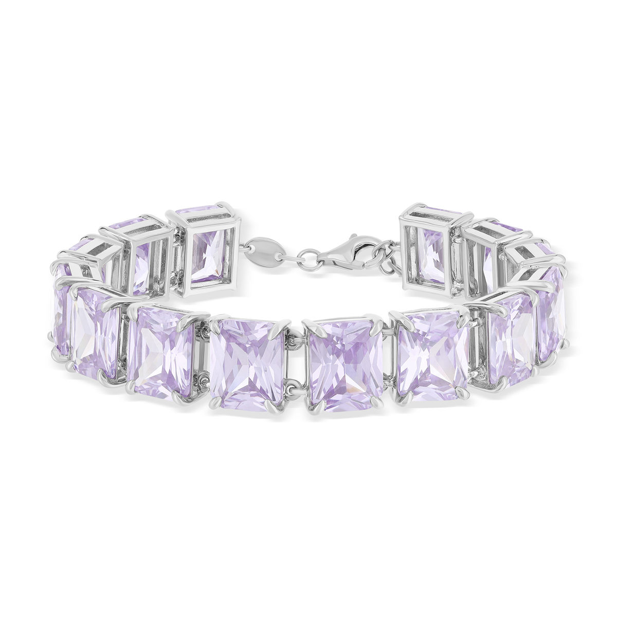 Bracelet argent 925 zirconias violets 19cm