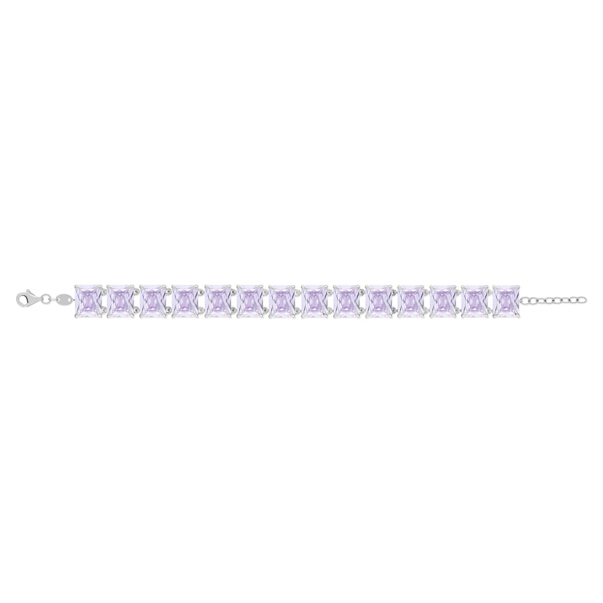 Bracelet argent 925 zirconias violets 19cm - vue 2