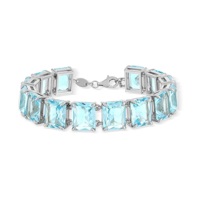 Bracelet argent 925 cristal bleu 19cm - vue 1