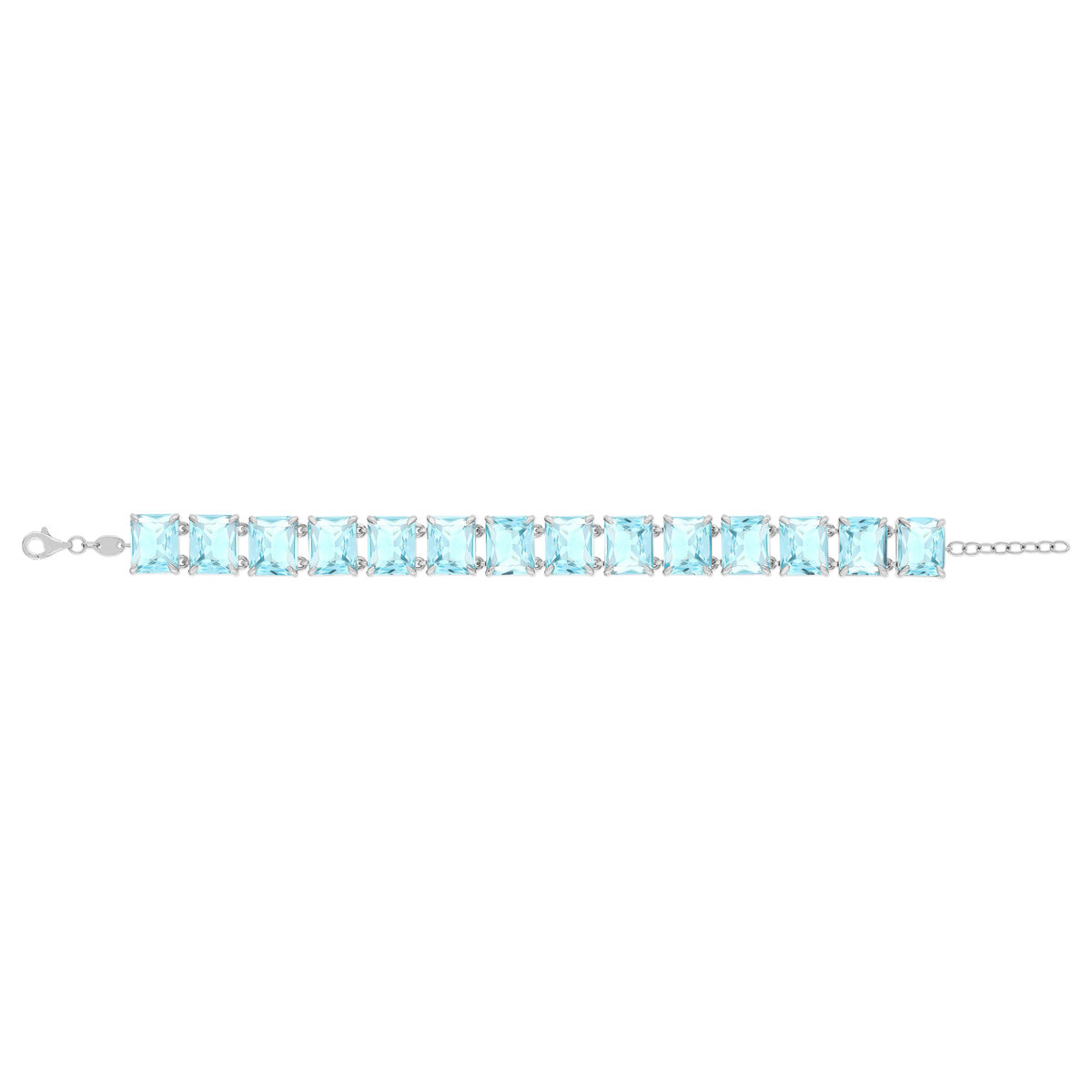 Bracelet argent 925 cristal bleu 19cm - vue 2