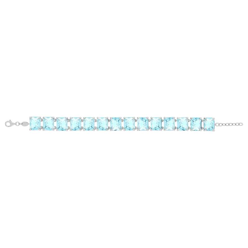 Bracelet argent 925 cristal bleu 19cm - vue 2