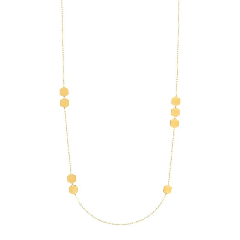 Collier or 375 jaune motif nids d'abeilles 60cm - vue 2