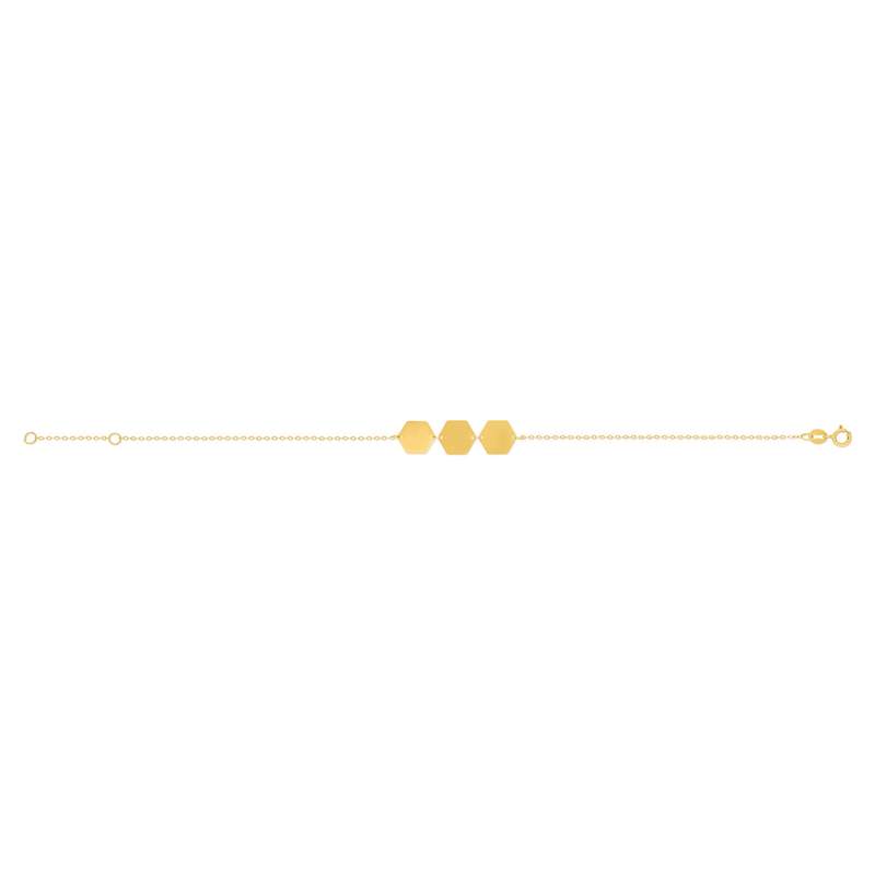 Bracelet or 375 jaune motif nids d'abeilles 19cm - vue 2