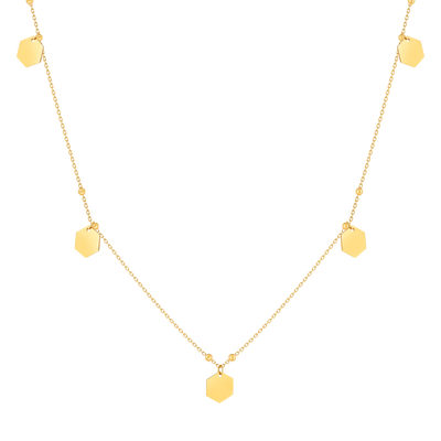 Collier or 375 jaune motif nids d'abeilles 45cm