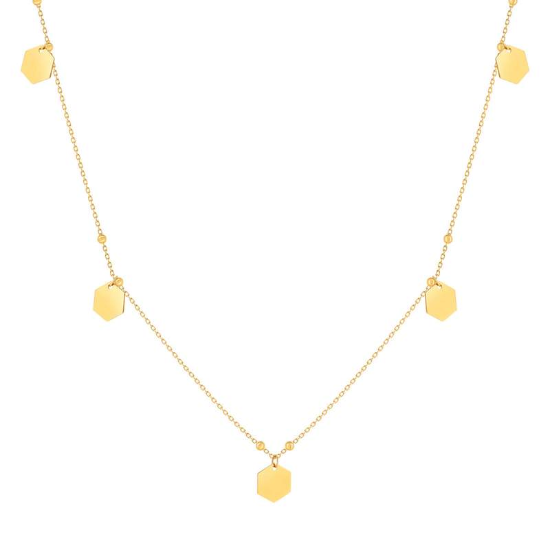 Collier or 375 jaune motif nids d'abeilles 45cm - vue 1