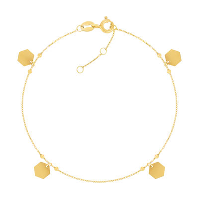 Bracelet or 375 jaune motif nids d'abeilles 19cm