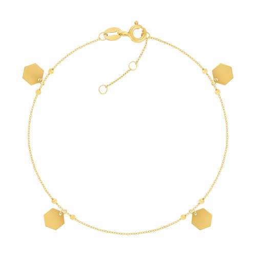 Bracelet or 375 jaune motif nids d'abeilles 19cm