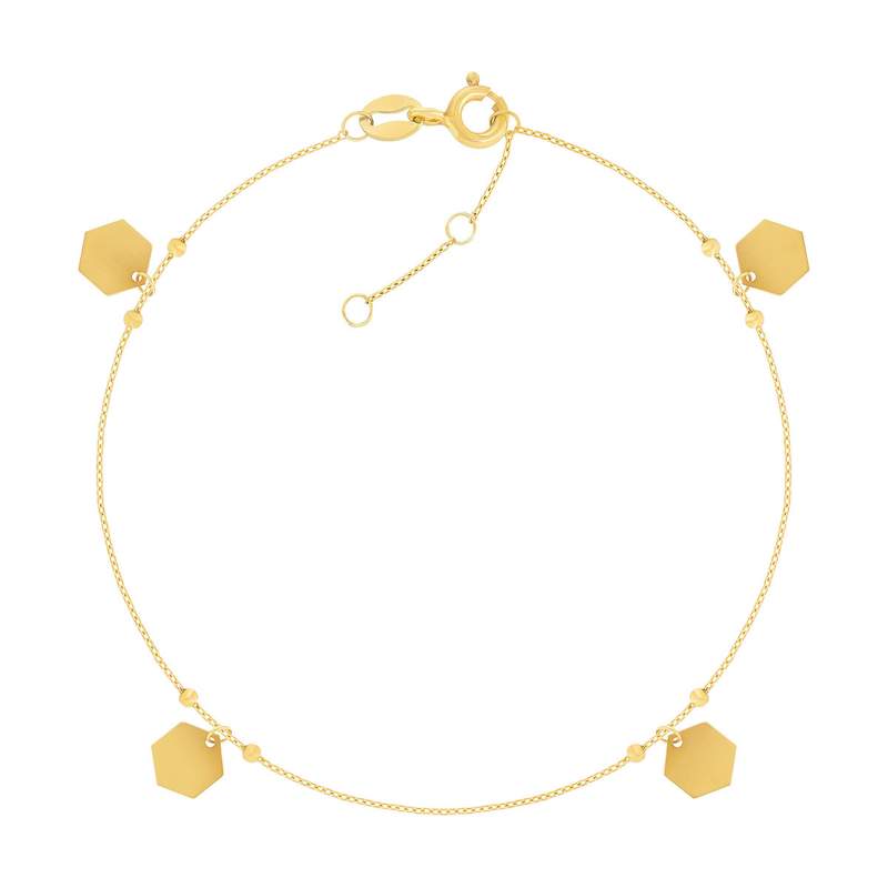 Bracelet or 375 jaune motif nids d'abeilles 19cm - vue 1