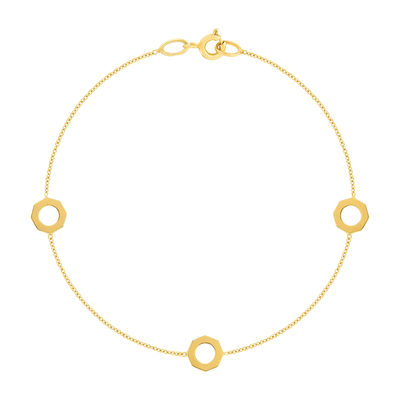 Bracelet or 375 jaune motif nids d'abeilles 18cm