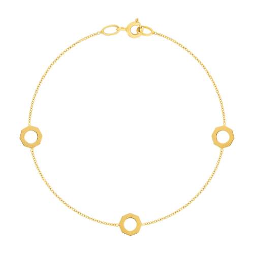Bracelet or 375 jaune motif nids d'abeilles 18cm