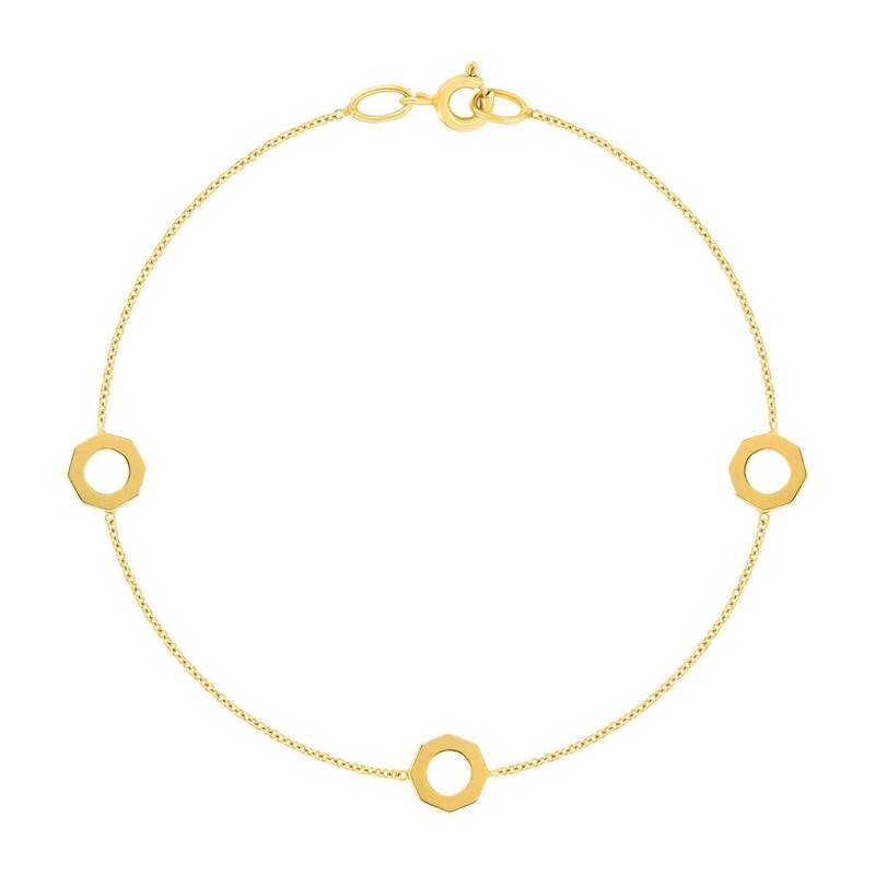 Bracelet or 375 jaune motif nids d'abeilles 18cm - vue 1