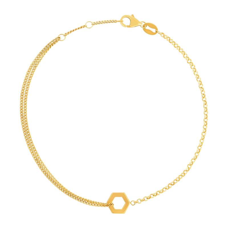 Bracelet or 375 jaune motif nids d'abeilles 19cm - vue 1